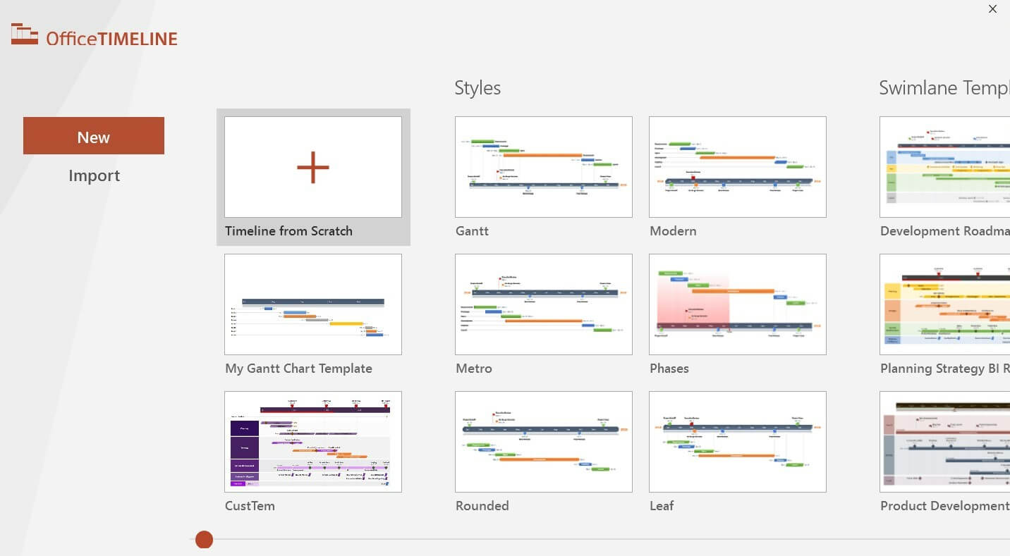 Gantt chart template gallery in Office Timeline