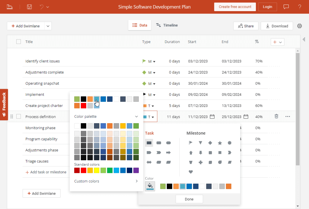 Add or Edit Data on Your Online Gantt Chart