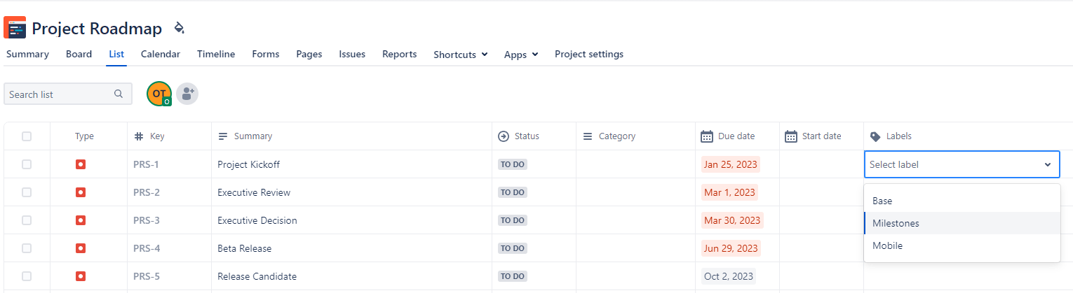 Add labels to your project issues in Jira