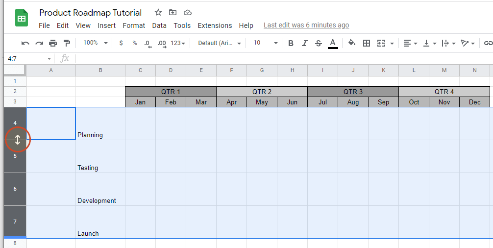 Adjust the width of your roadmap rows