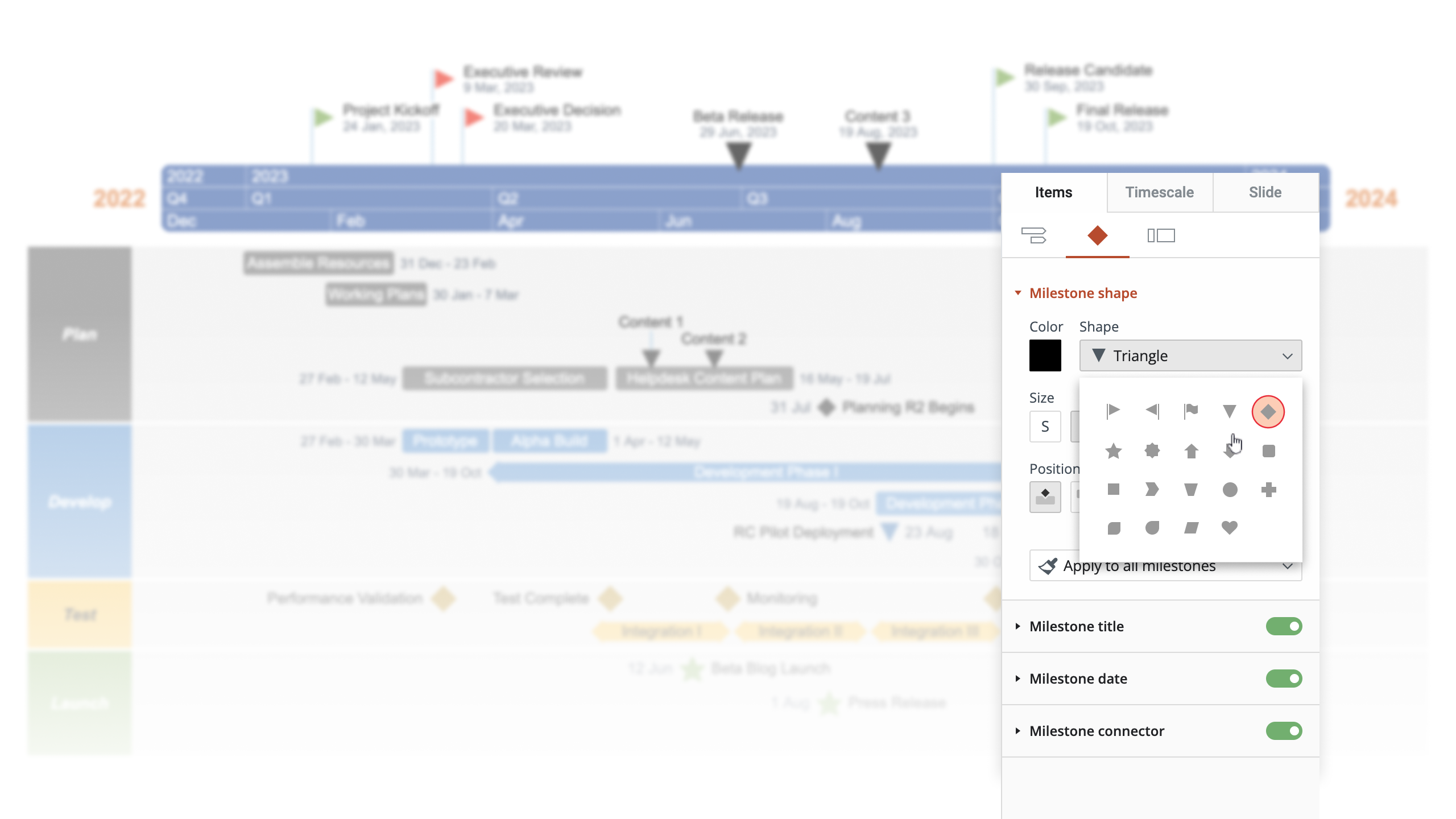 Branded timeline and Gantt chart slide