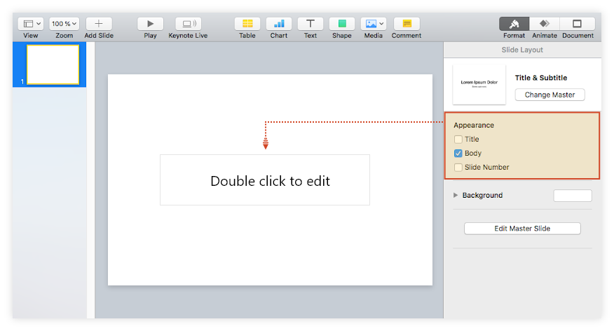 Change the slide's appearance in Keynote