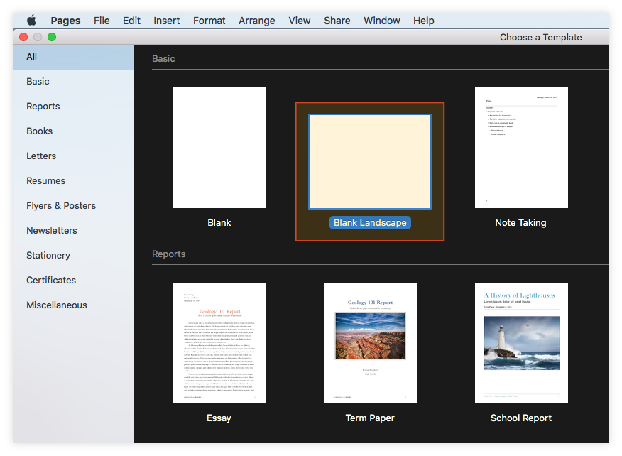 Choose Pages Template