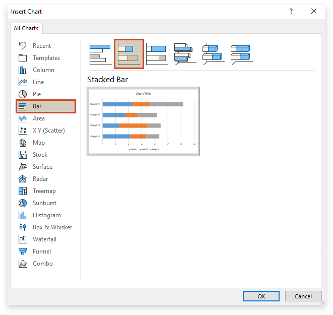 Choose Stacked Bar Chart type