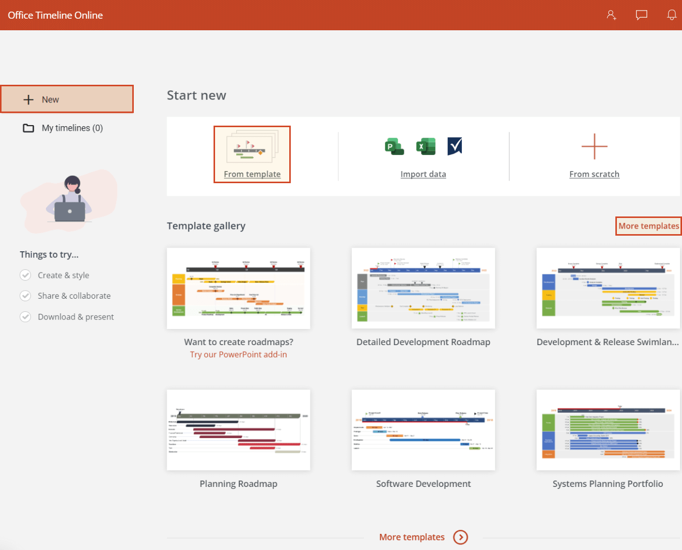 Create new Gantt chart in Office Timeline Online