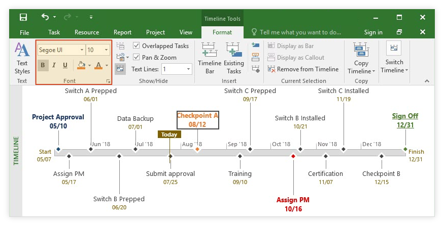 Customize individual timeline objects