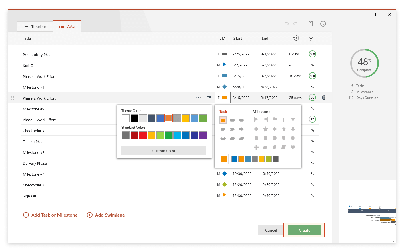  Data Entry Wizard in Office Timeline