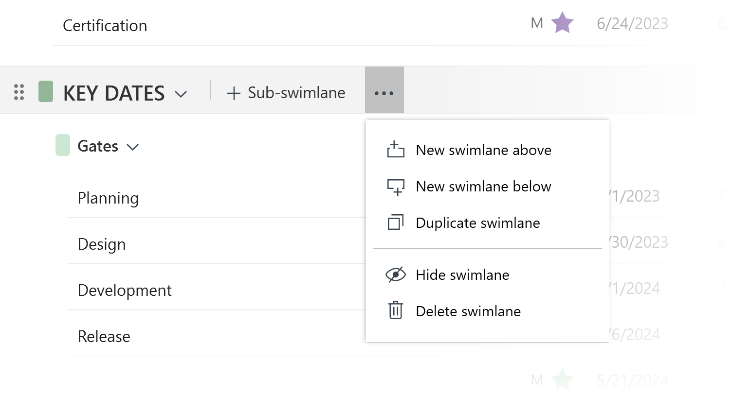 Modification facile des couloirs dans Office Timeline Pro+