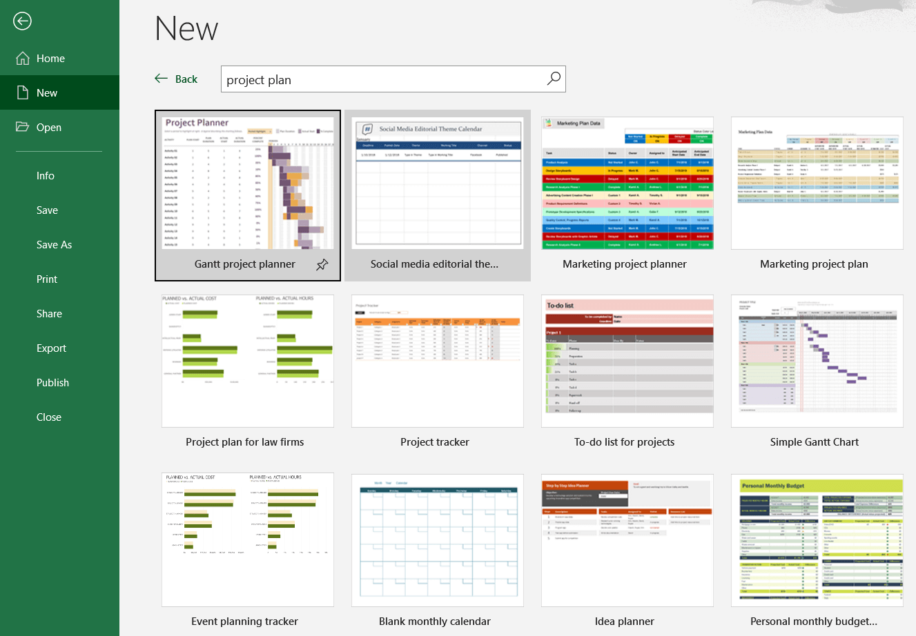 Project plan template in Excel