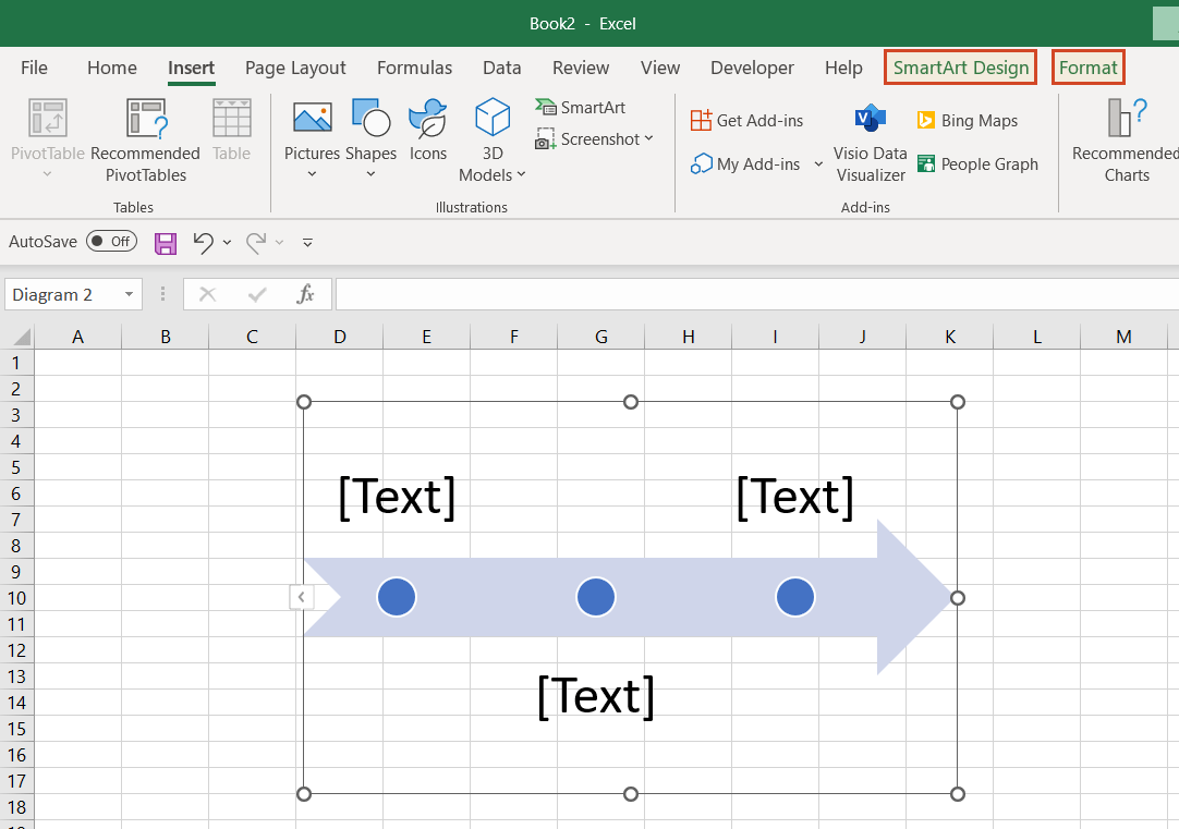 SmartArt timeline ribbon