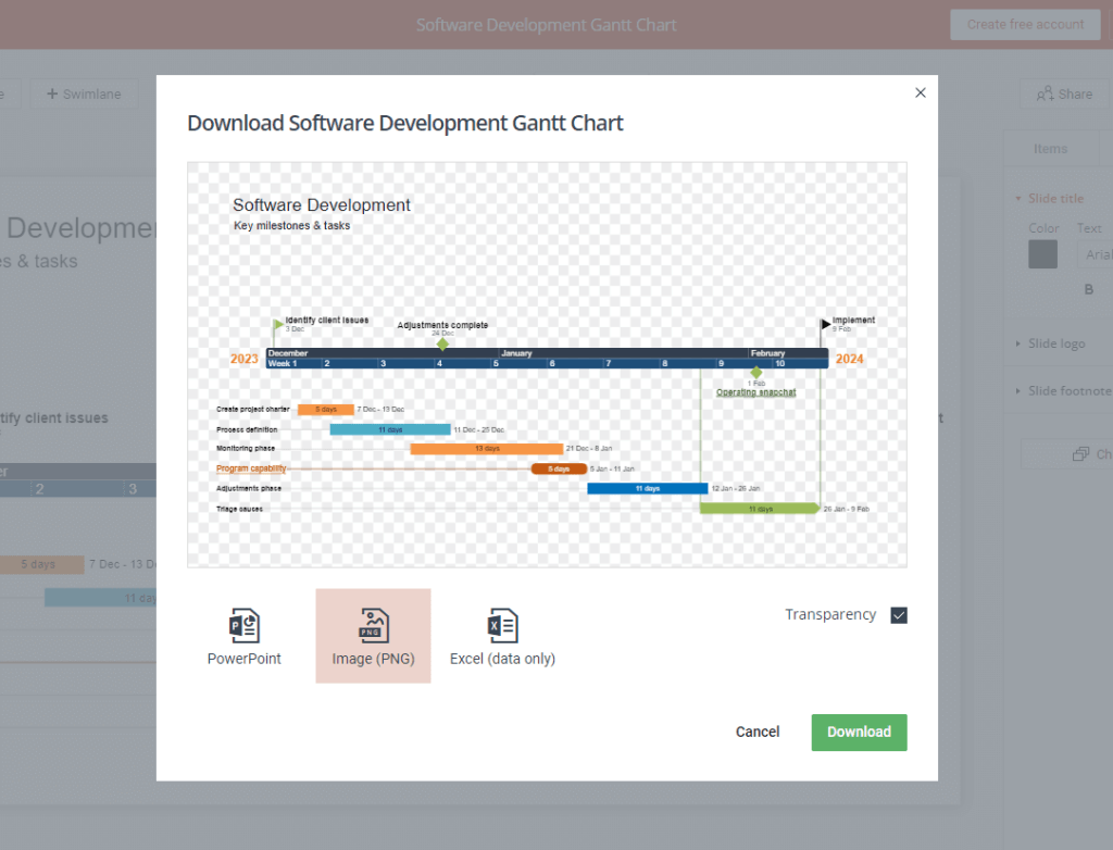 Export Your Online Gantt Chart for Free