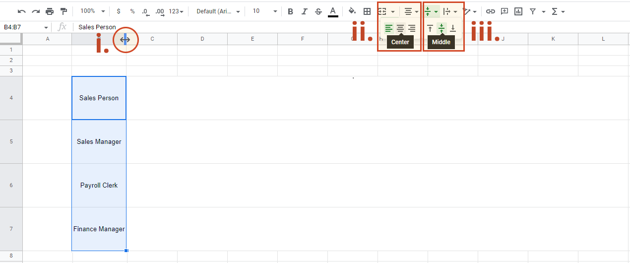 Format swimlane headers in Google Sheets