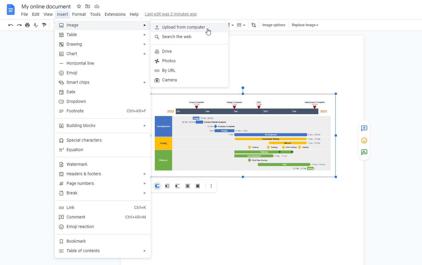 Insert image in Google Docs