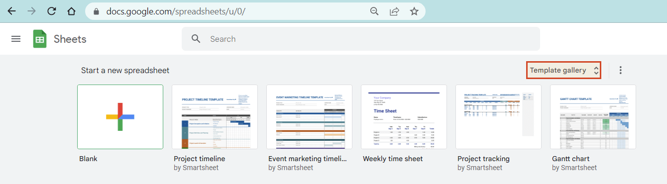 Find schedule template in Google Sheets