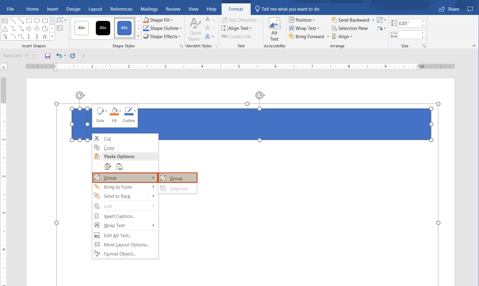 Insert drawing canvas in manual Word swimlane diagram