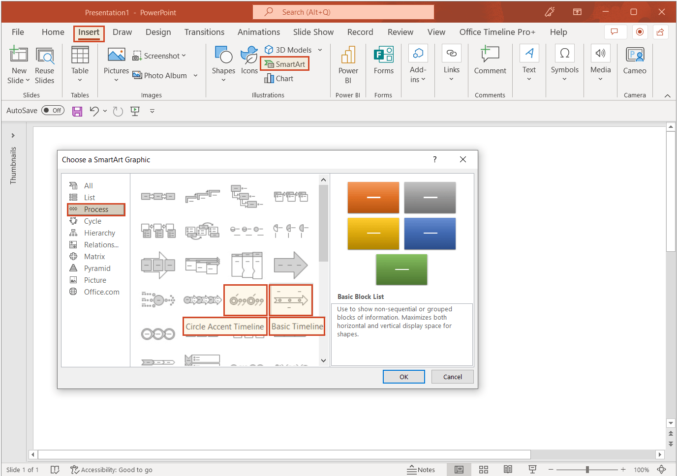 Insert SmartArt in PowerPoint