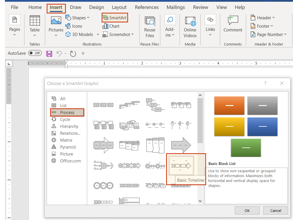 Make timeline in Word