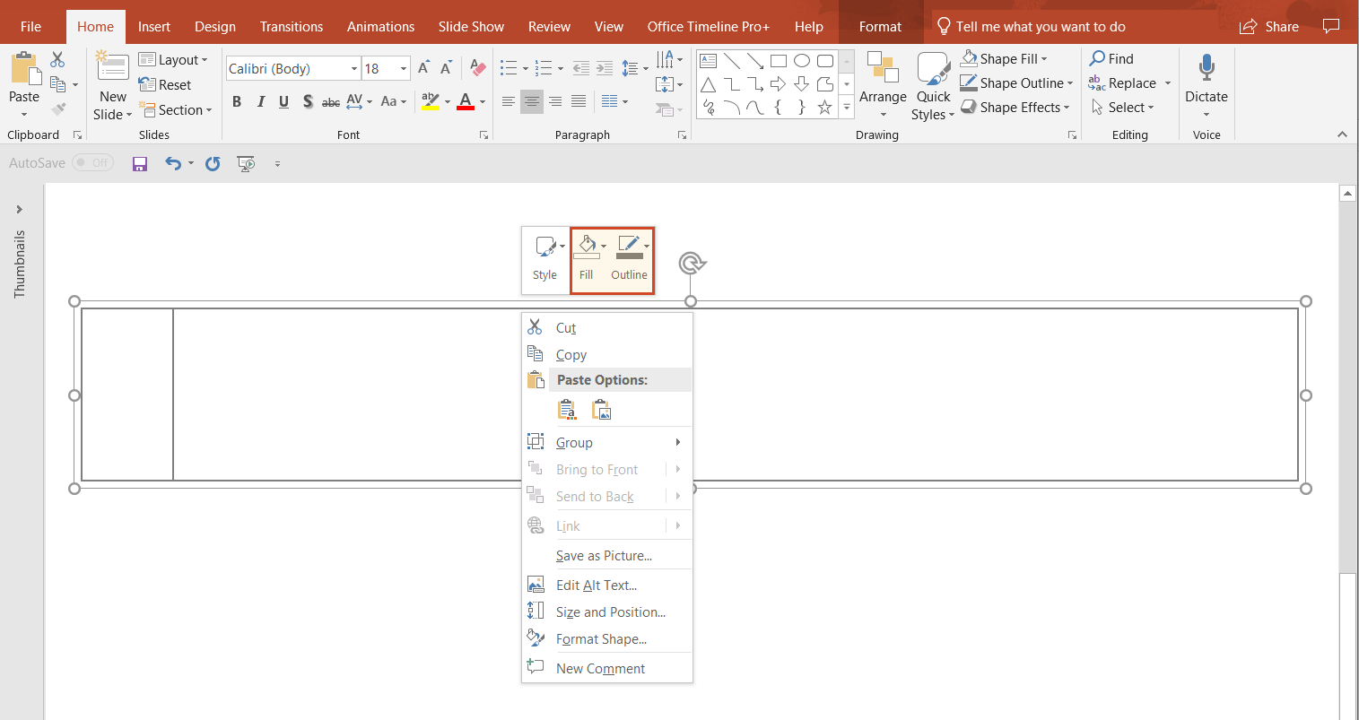 Change shape color and outline in manual PowerPoint swimlane diagram