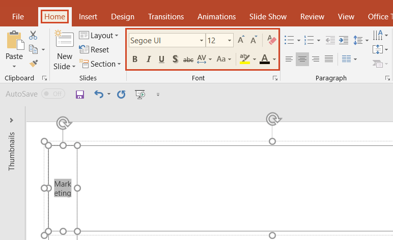 Customize font in manual PowerPoint swimlane diagram