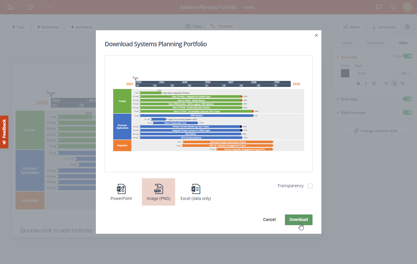 Download project visual as image in Office Timeline Online