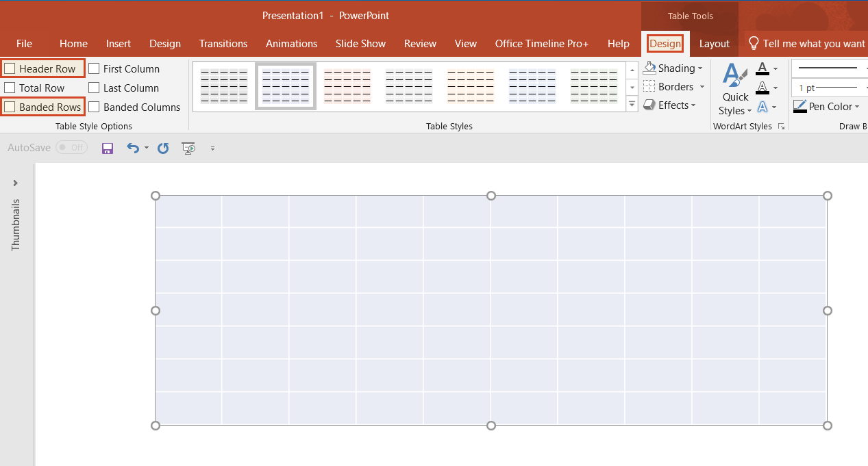 Remove header in PowerPoint roadmap