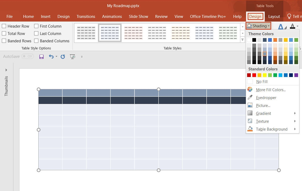 Set timeband in ppt roadmap