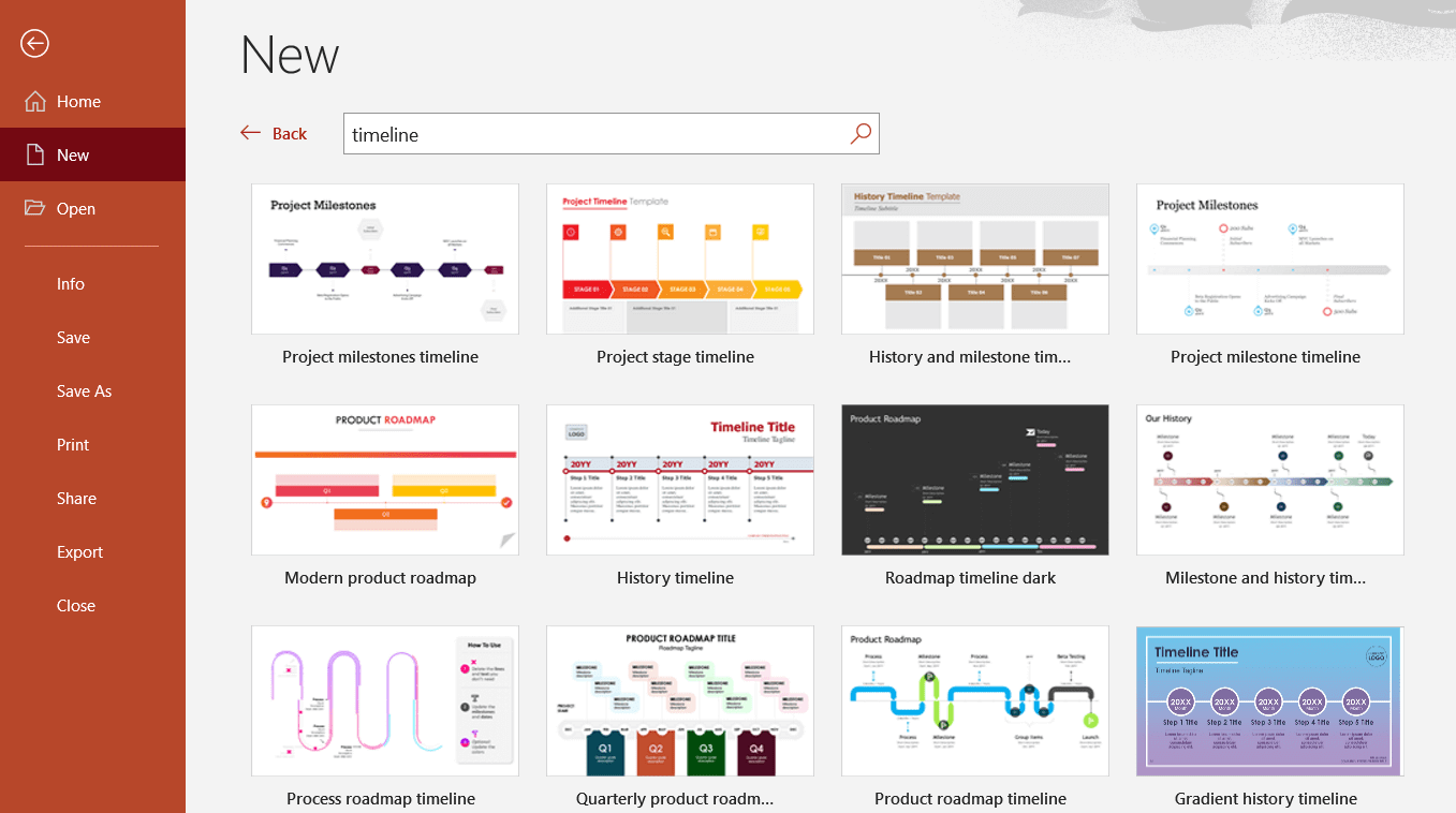 Timeline templates in PowerPoint