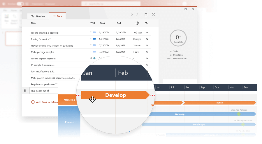 Projectmanagementsoftware om projectplannen te visualiseren