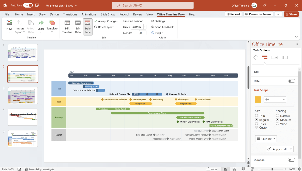 Agile projectvisualisatietool voor PowerPoint