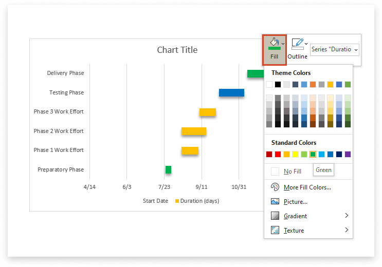 Recolor individual tasks in Word