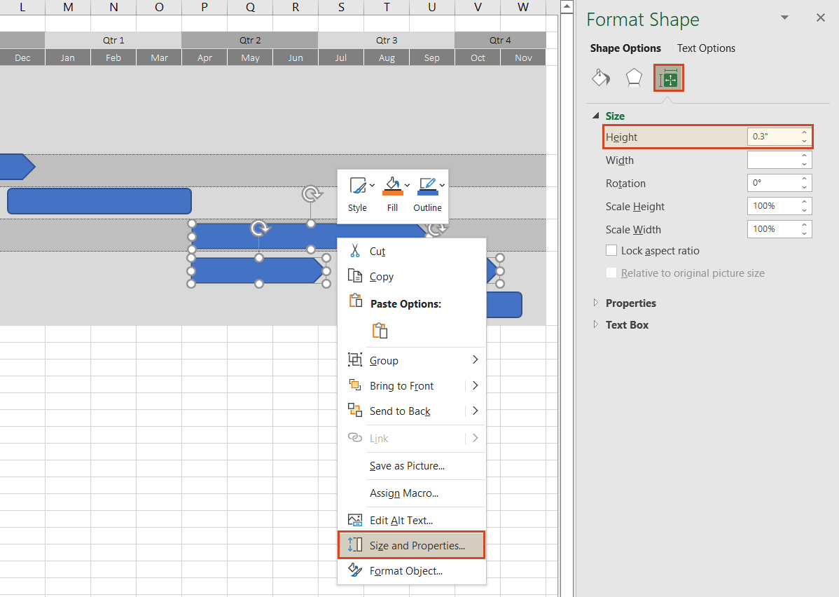 Set roadmap shape height