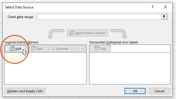 Select and add data to Excel bar chart