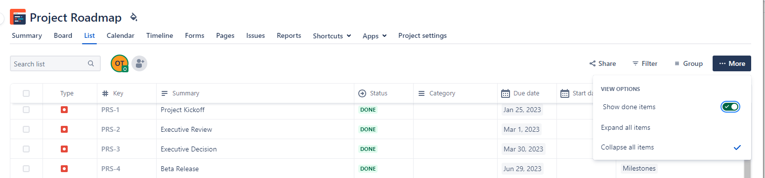 Show done items in Jira