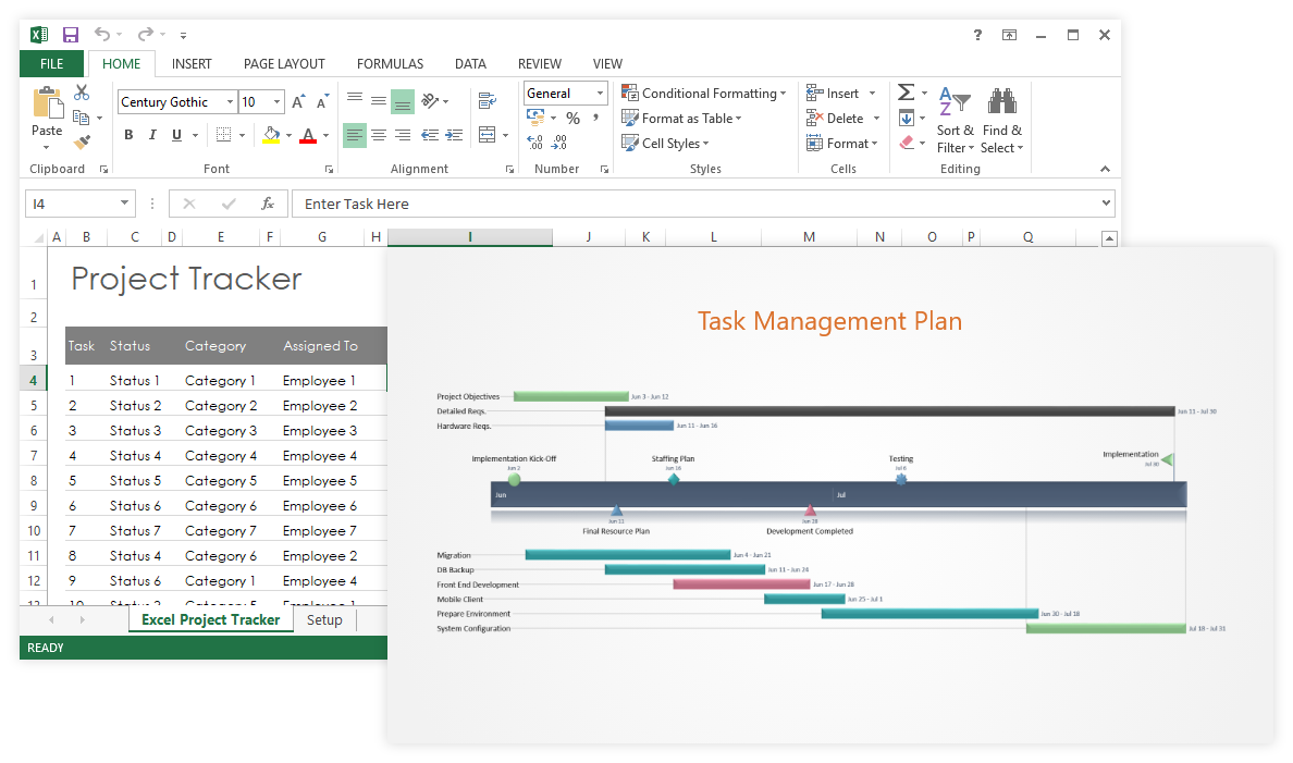 Modeles de Gestion des Taches d'Excel vers PowerPoint