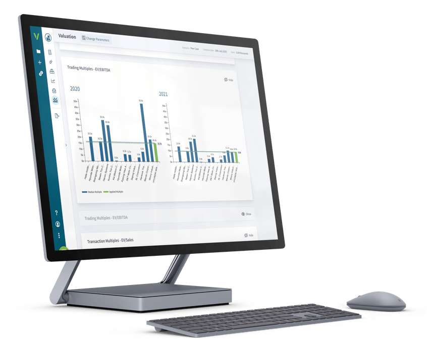 Valutico's tech enabled valuation platform on a desktop computer